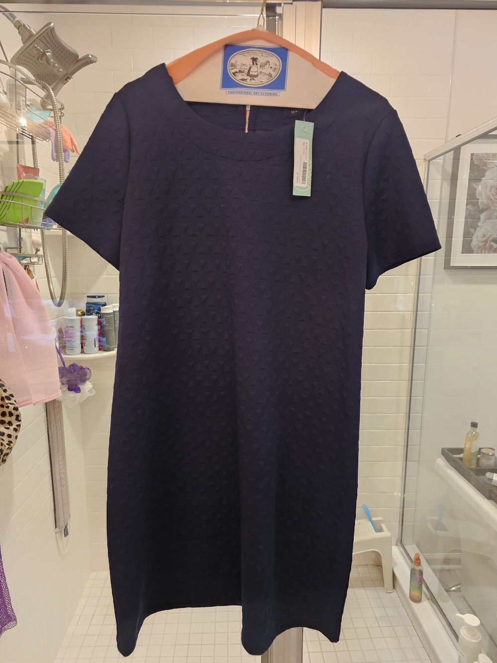 Stitch Fix Navy Textured Short-Sleeve Mini Dress